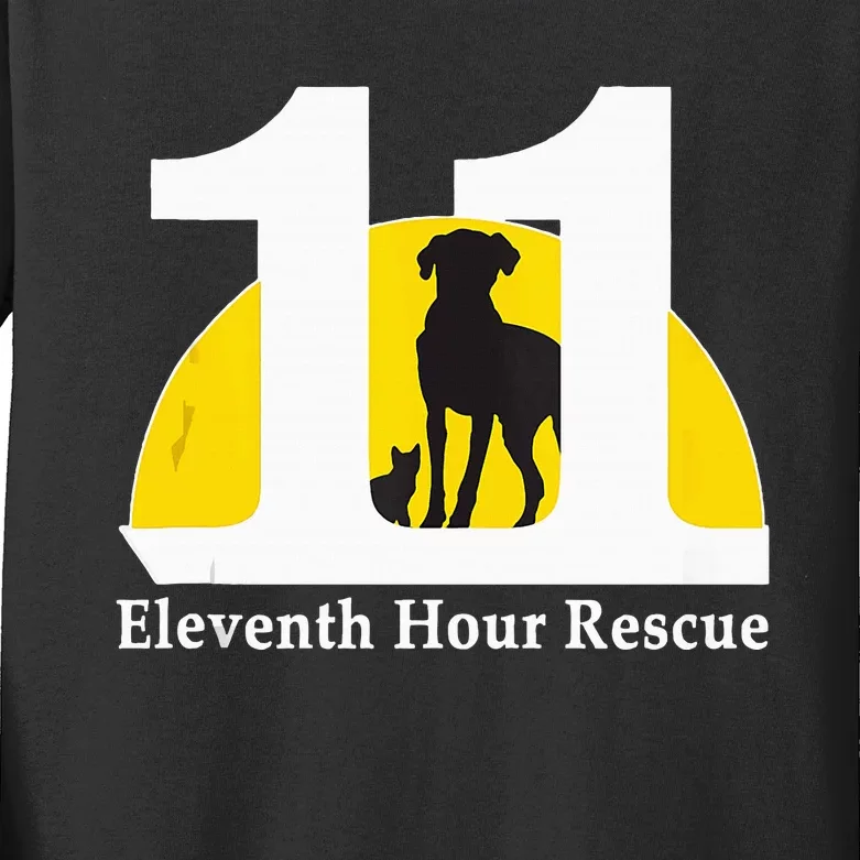 Eleventh Hour Rescue Logo In White Kids Long Sleeve Shirt