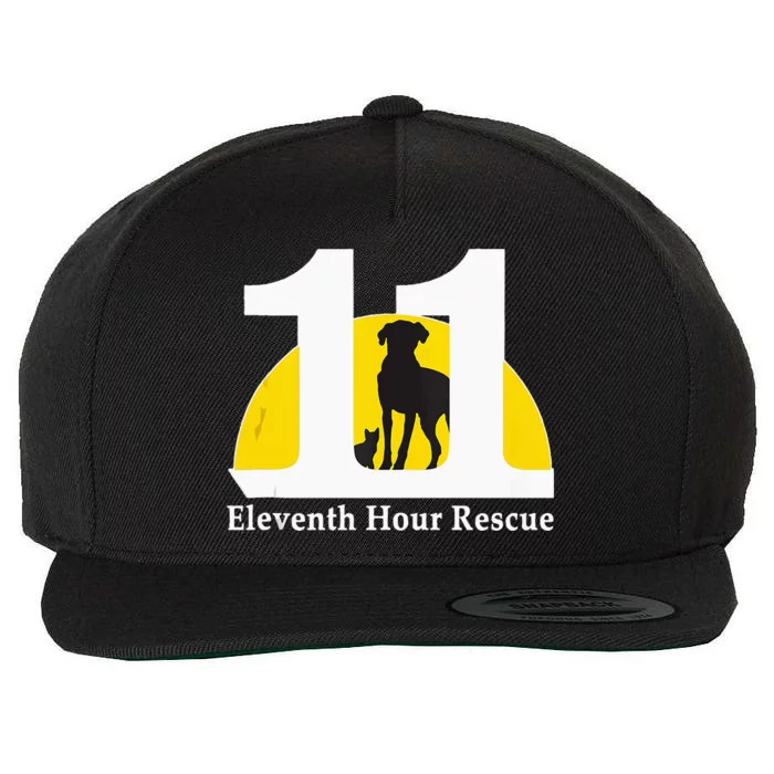 Eleventh Hour Rescue Logo In White Wool Snapback Cap