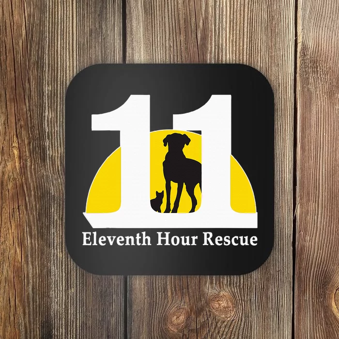 Eleventh Hour Rescue Logo In White Coaster