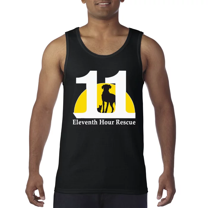 Eleventh Hour Rescue Logo In White Tank Top