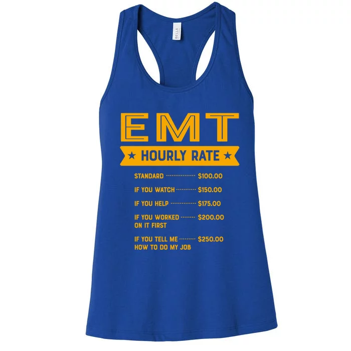 Emt Hourly Rate Labour Day Paramedic Workers Day Gift Women's Racerback Tank