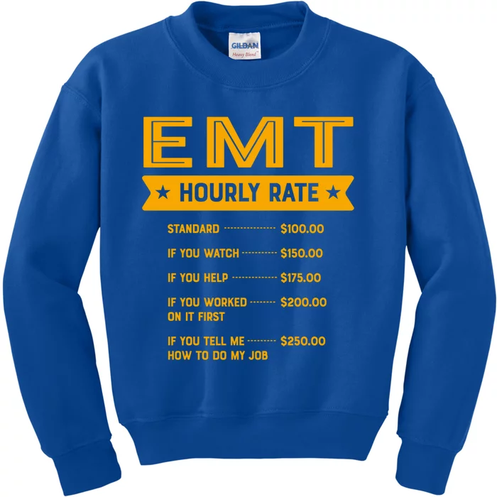 Emt Hourly Rate Labour Day Paramedic Workers Day Gift Kids Sweatshirt