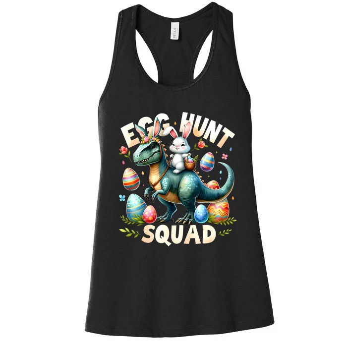 Egg Hunt Squad Bunny Dinosaur Easter Day Bunny Egg Hunt Women's Racerback Tank