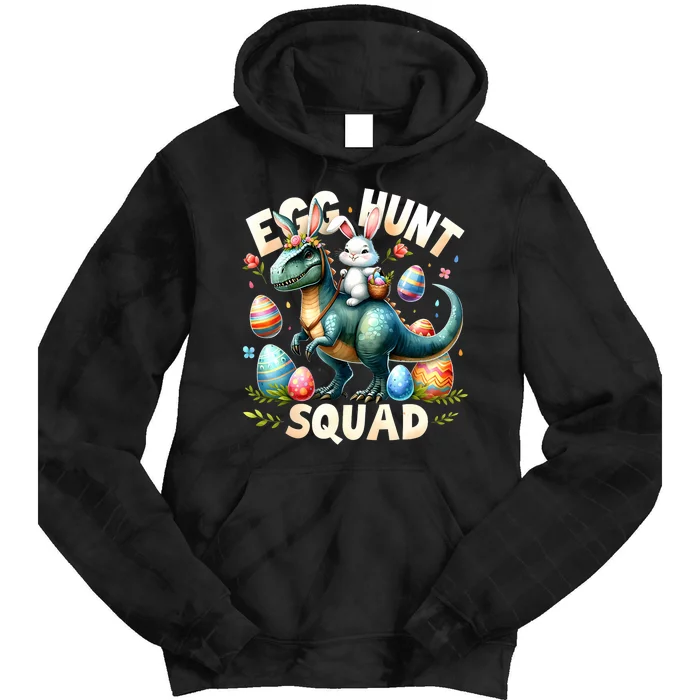 Egg Hunt Squad Bunny Dinosaur Easter Day Bunny Egg Hunt Tie Dye Hoodie