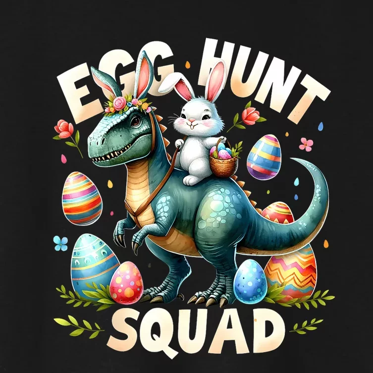 Egg Hunt Squad Bunny Dinosaur Easter Day Bunny Egg Hunt Women's Crop Top Tee