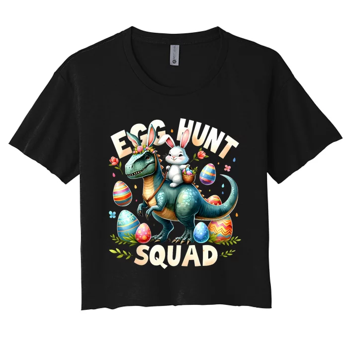 Egg Hunt Squad Bunny Dinosaur Easter Day Bunny Egg Hunt Women's Crop Top Tee