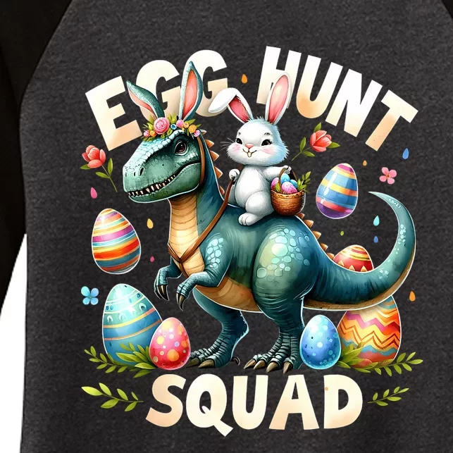 Egg Hunt Squad Bunny Dinosaur Easter Day Bunny Egg Hunt Women's Tri-Blend 3/4-Sleeve Raglan Shirt