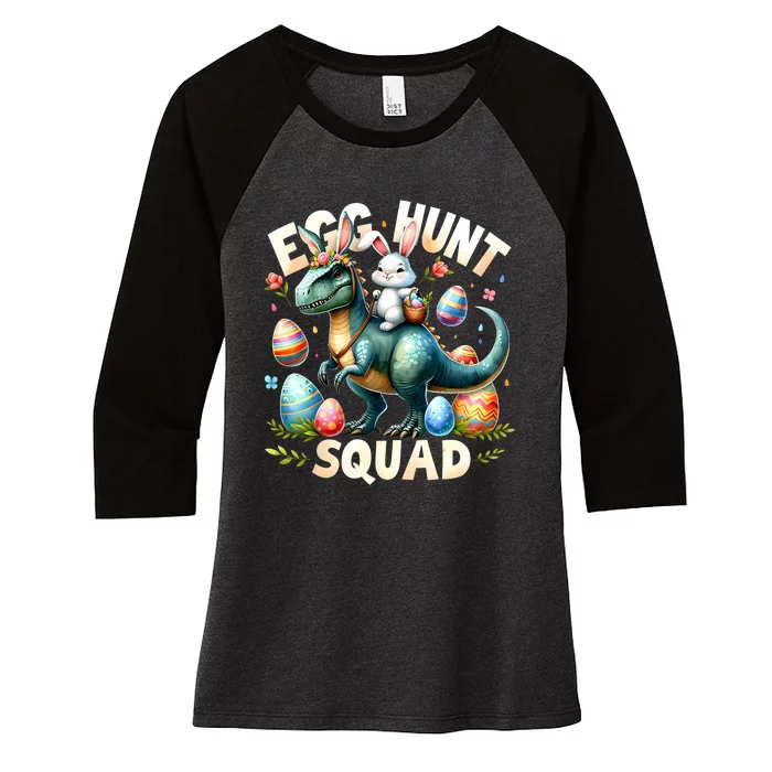 Egg Hunt Squad Bunny Dinosaur Easter Day Bunny Egg Hunt Women's Tri-Blend 3/4-Sleeve Raglan Shirt