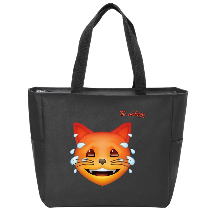 Emoji Heated Sweating Cat Face Zip Tote Bag