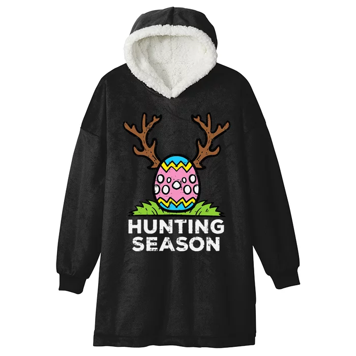 Easter Hunting Season Egg Hunt Funny rabbit Hooded Wearable Blanket