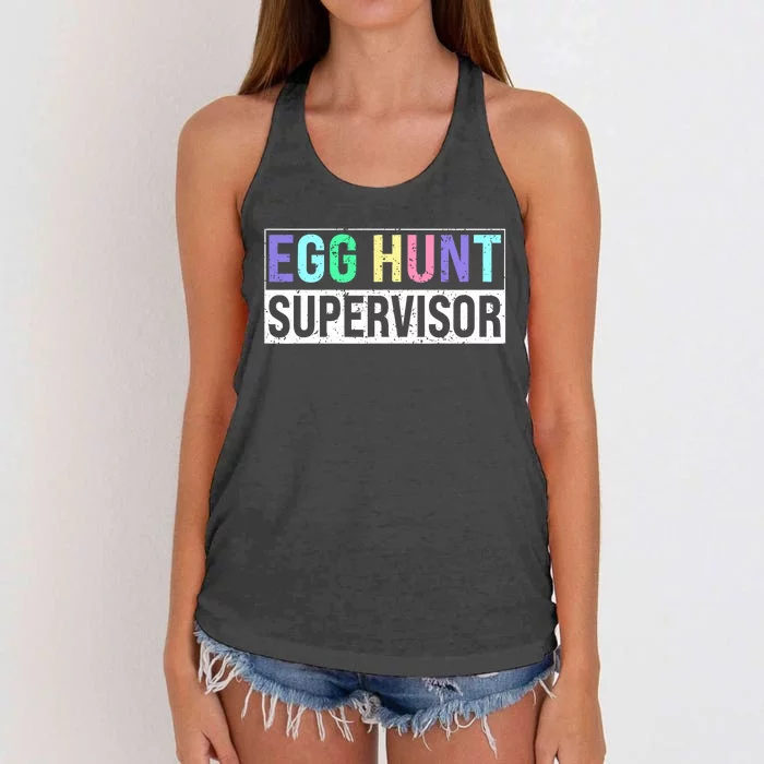 Egg Hunt Supervisor Egg Hunting Party Mom Dad Adult Easter Women's Knotted Racerback Tank