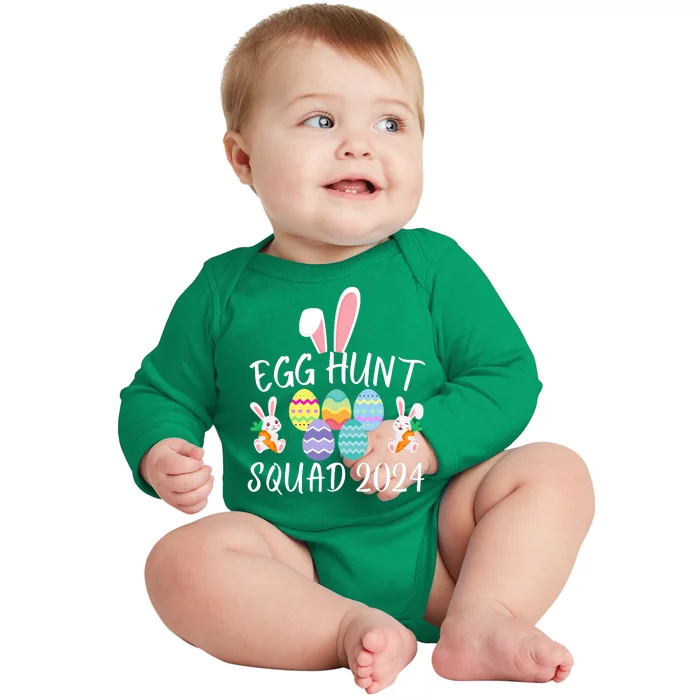 Egg Hunt Squad 2024 Funny Easter Day 2024 Egg Hunt Easter Eggs Hunter Baby Long Sleeve Bodysuit