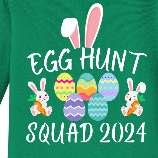 Egg Hunt Squad 2024 Funny Easter Day 2024 Egg Hunt Easter Eggs Hunter Baby Long Sleeve Bodysuit