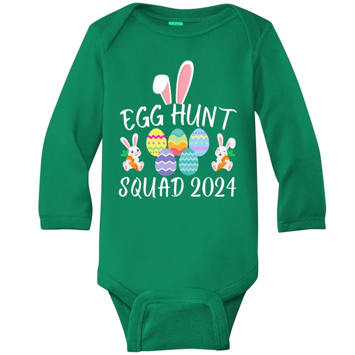 Egg Hunt Squad 2024 Funny Easter Day 2024 Egg Hunt Easter Eggs Hunter Baby Long Sleeve Bodysuit