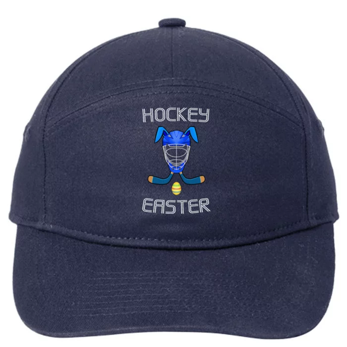 Easter Hockey Stick Puck Goalie Mask Bunny Ears Eggs 7-Panel Snapback Hat