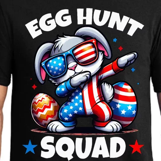 Egg Hunt Squad Funny Easter Bunny Usa Flag Pajama Set