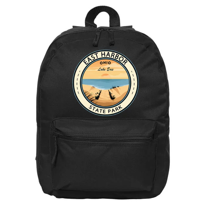 East Harbor State Park Ohio Badge Vintage 16 in Basic Backpack