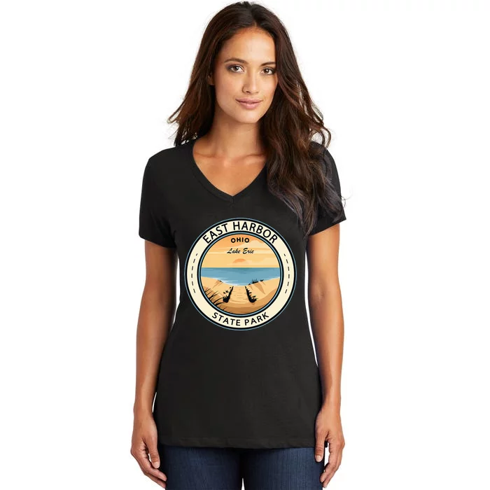 East Harbor State Park Ohio Badge Vintage Women's V-Neck T-Shirt