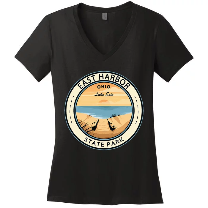 East Harbor State Park Ohio Badge Vintage Women's V-Neck T-Shirt