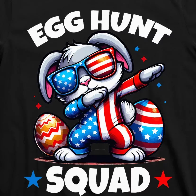 Egg Hunt Squad Funny Easter Bunny Usa Flag T-Shirt