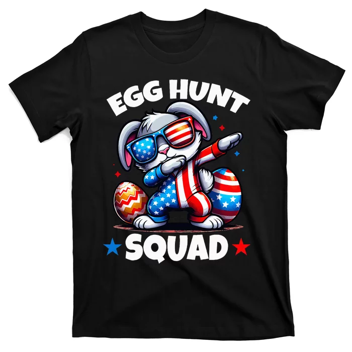 Egg Hunt Squad Funny Easter Bunny Usa Flag T-Shirt