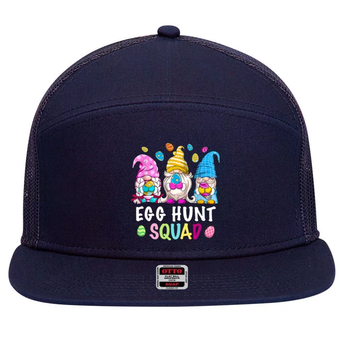 Egg Hunt Squad Gnomes Happy Easter Day Gnomes Bunny Egg Hunt Gift 7 Panel Mesh Trucker Snapback Hat