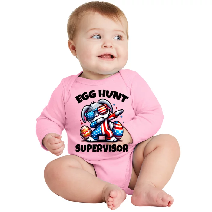 Egg Hunt Supervisor Easter 2024 Family Matching Baby Long Sleeve Bodysuit