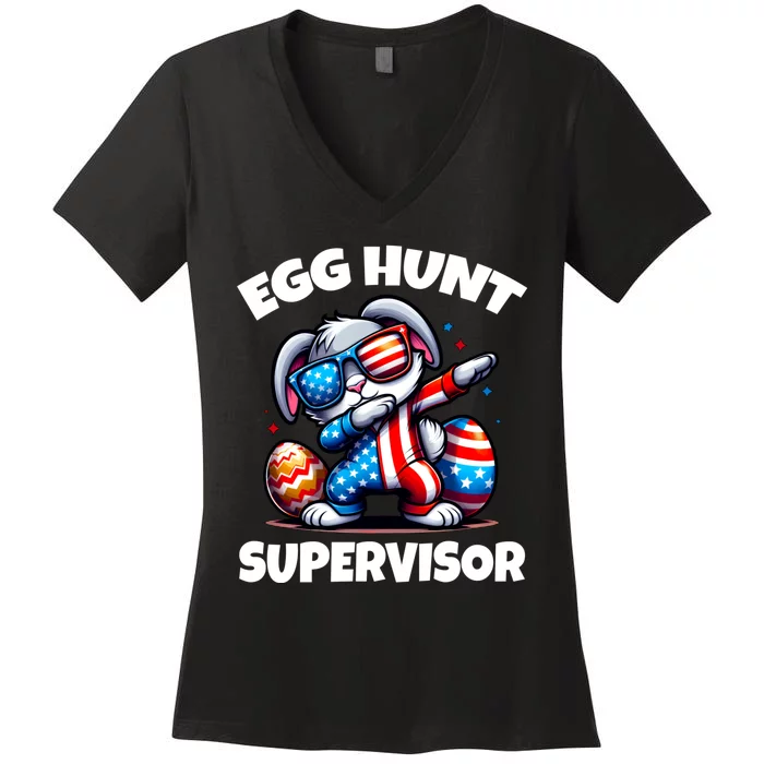 Egg Hunt Supervisor Easter 2024 Family Matching Women's V-Neck T-Shirt