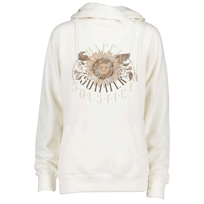 Earthy Happy Summer Solstice Womens Funnel Neck Pullover Hood