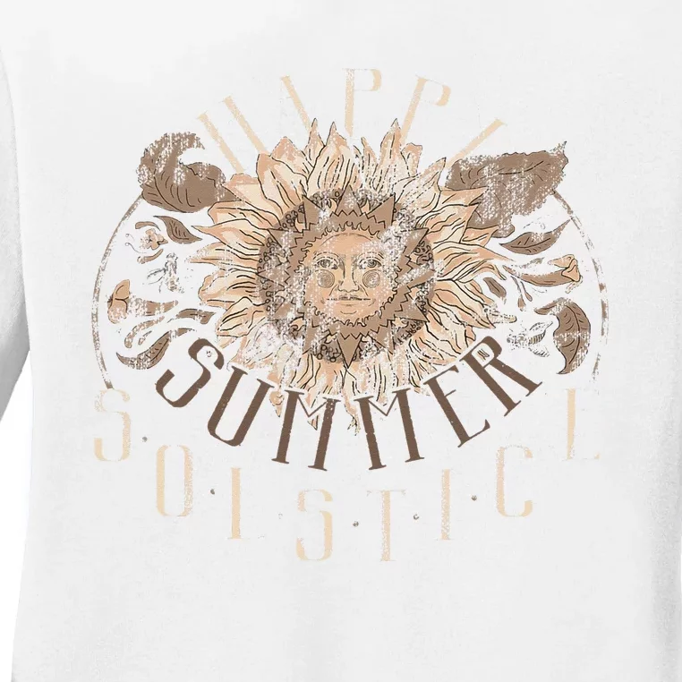 Earthy Happy Summer Solstice Ladies Long Sleeve Shirt