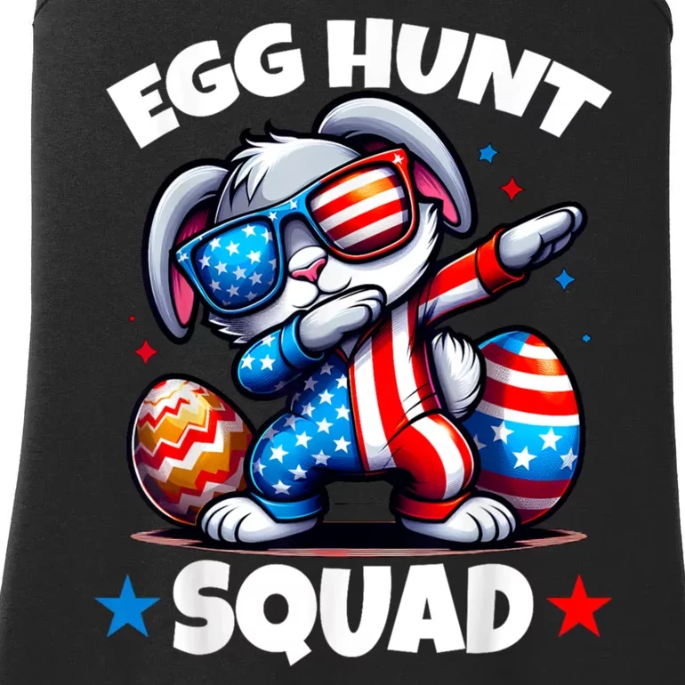 Egg Hunt Squad Funny Boy Easter Bunny Usa Flag Family Ladies Essential Tank