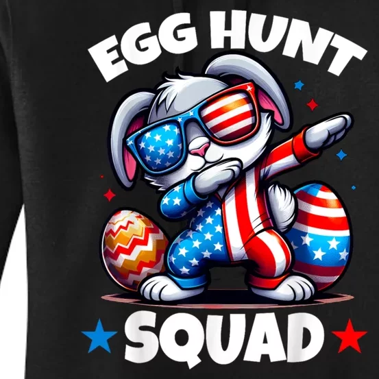 Egg Hunt Squad Funny Boy Easter Bunny Usa Flag Family Women's Pullover Hoodie