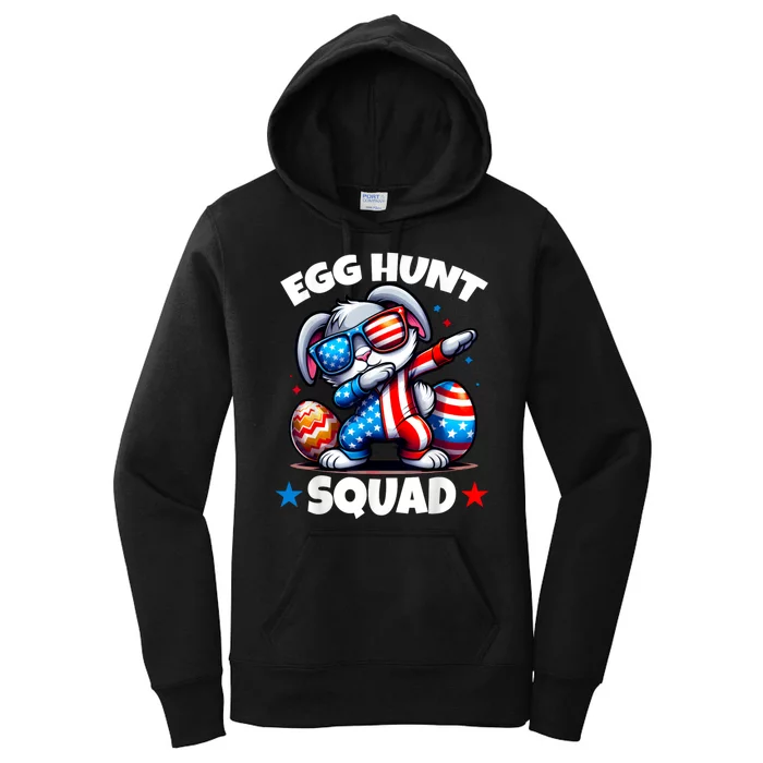 Egg Hunt Squad Funny Boy Easter Bunny Usa Flag Family Women's Pullover Hoodie