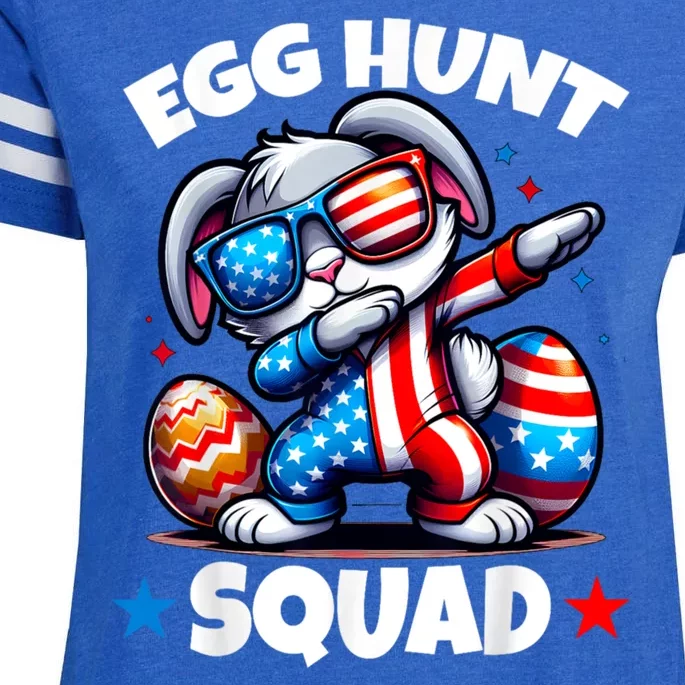 Egg Hunt Squad Funny Boy Easter Bunny Usa Flag Family Enza Ladies Jersey Football T-Shirt