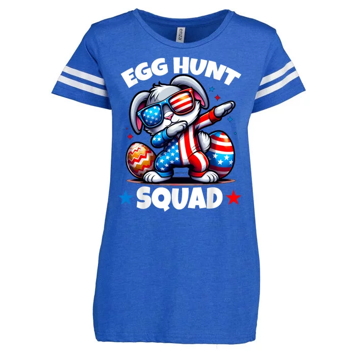 Egg Hunt Squad Funny Boy Easter Bunny Usa Flag Family Enza Ladies Jersey Football T-Shirt