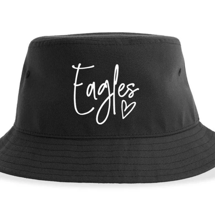 Eagles Heart School Sports Fan Team Spirit Sustainable Bucket Hat