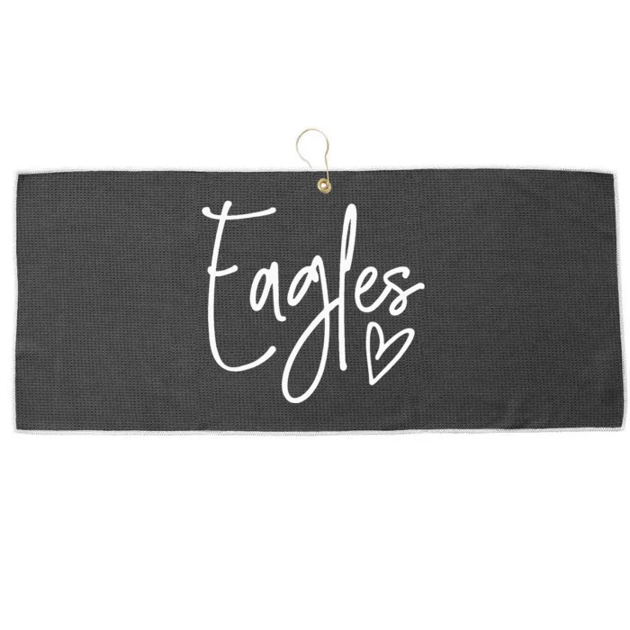 Eagles Heart School Sports Fan Team Spirit Large Microfiber Waffle Golf Towel