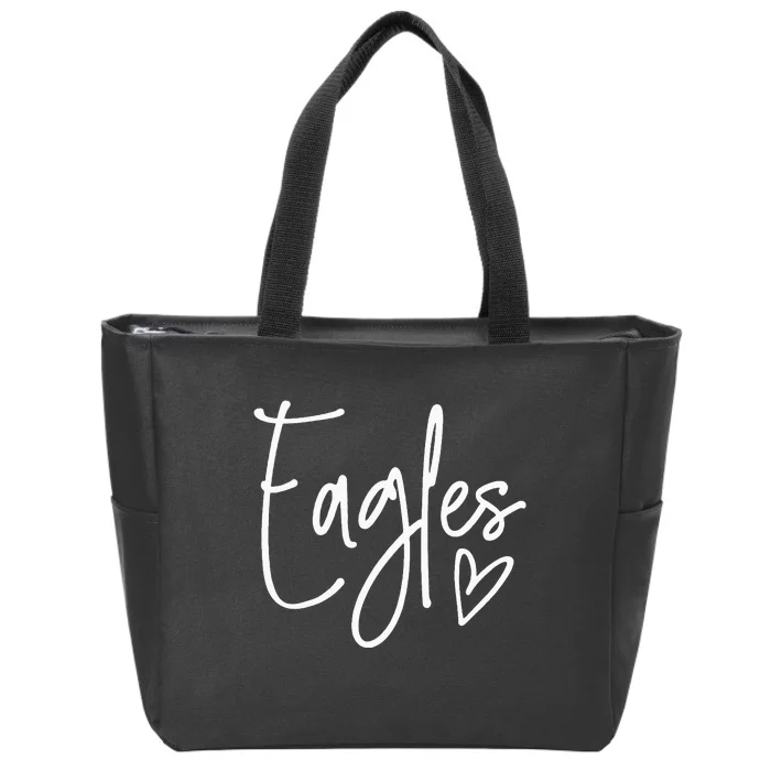 Eagles Heart School Sports Fan Team Spirit Zip Tote Bag