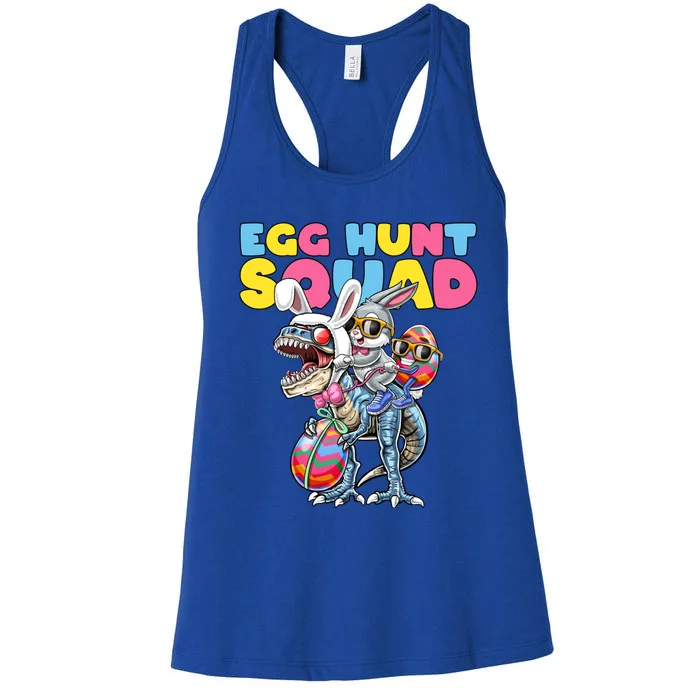 Egg Hunt Squad Easter Bunny Dinosaur Egg Rabbit Ears Costume Gift Women's Racerback Tank