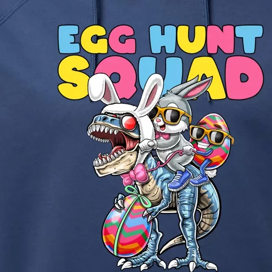 Egg Hunt Squad Easter Bunny Dinosaur Egg Rabbit Ears Costume Gift Performance Fleece Hoodie