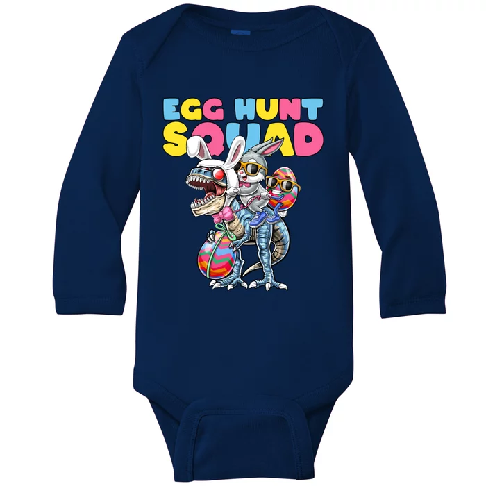 Egg Hunt Squad Easter Bunny Dinosaur Egg Rabbit Ears Costume Gift Baby Long Sleeve Bodysuit