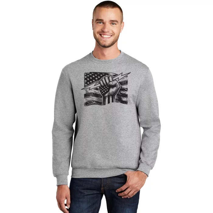 Electrician Hero Usa Flag Electrical Worker Lineman For Tall Sweatshirt