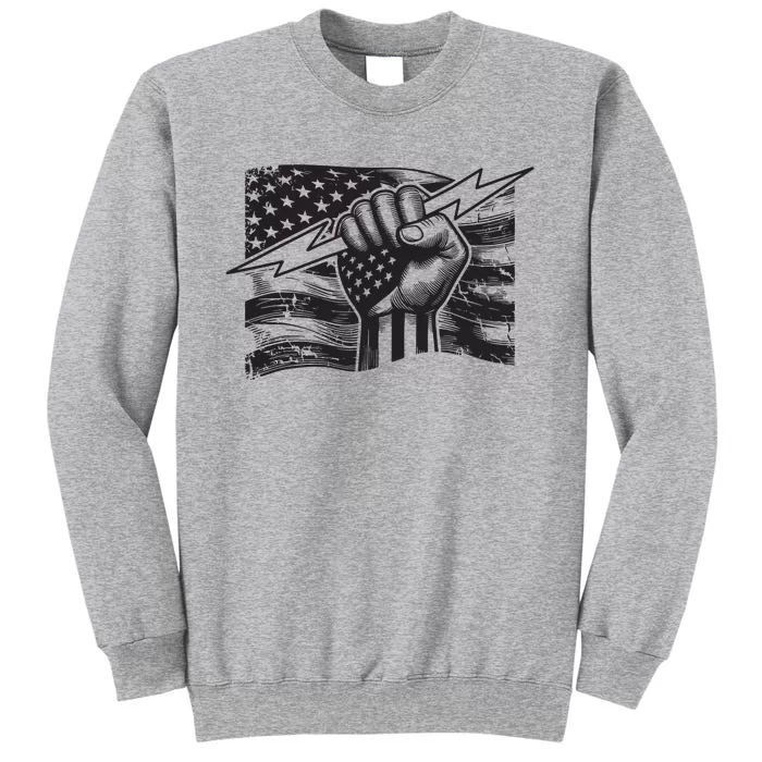 Electrician Hero Usa Flag Electrical Worker Lineman For Tall Sweatshirt