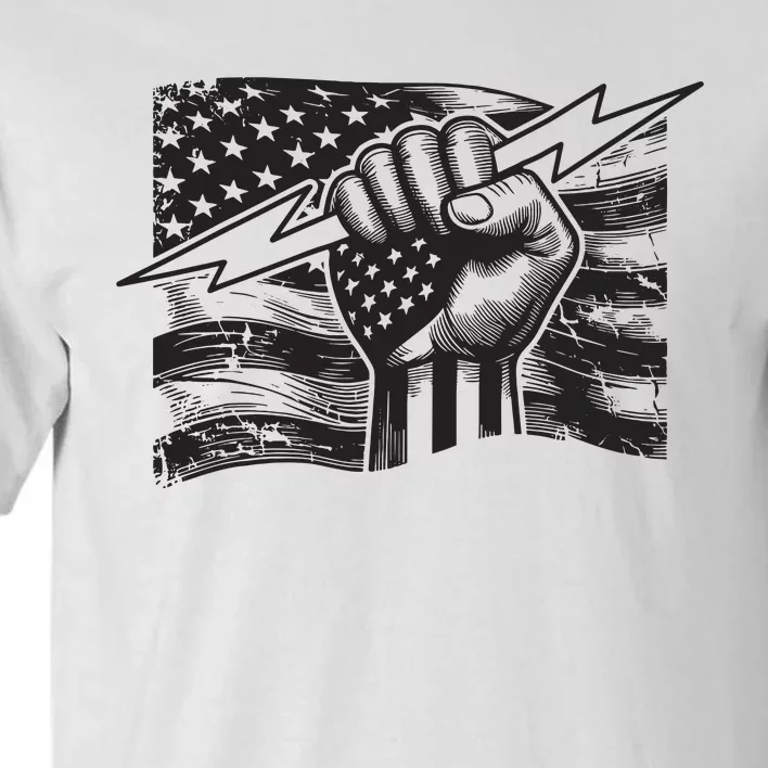 Electrician Hero Usa Flag Electrical Worker Lineman For Tall T-Shirt