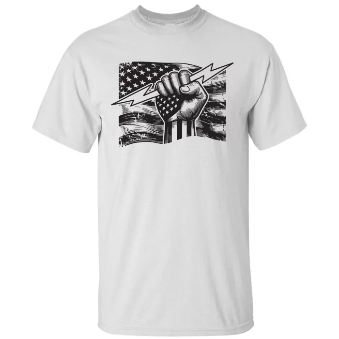 Electrician Hero Usa Flag Electrical Worker Lineman For Tall T-Shirt