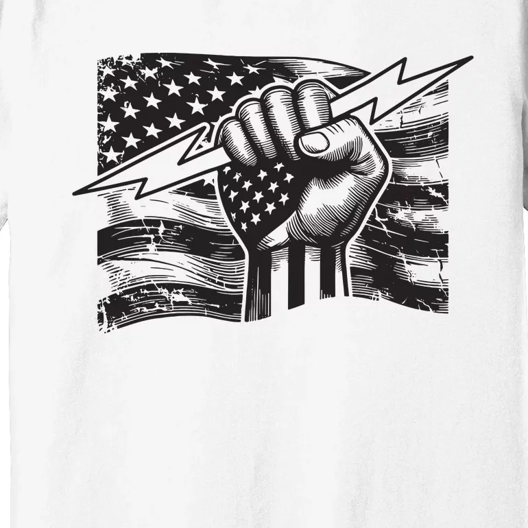 Electrician Hero Usa Flag Electrical Worker Lineman For Premium T-Shirt