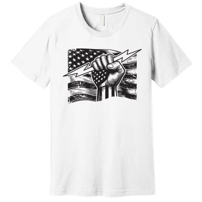 Electrician Hero Usa Flag Electrical Worker Lineman For Premium T-Shirt