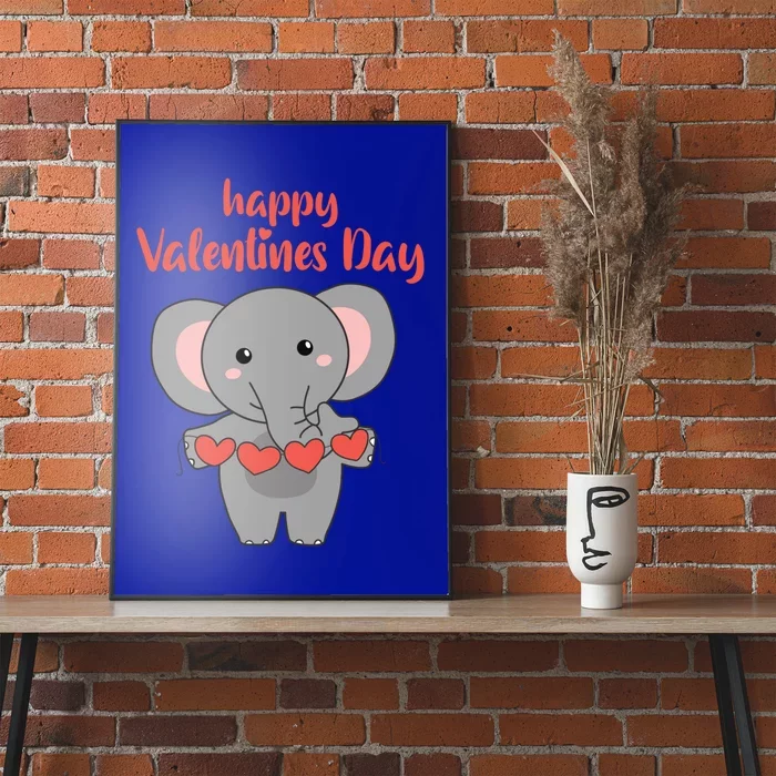 Elephant Happy Valentine's Day Cute Animals With Hearts Gift Poster