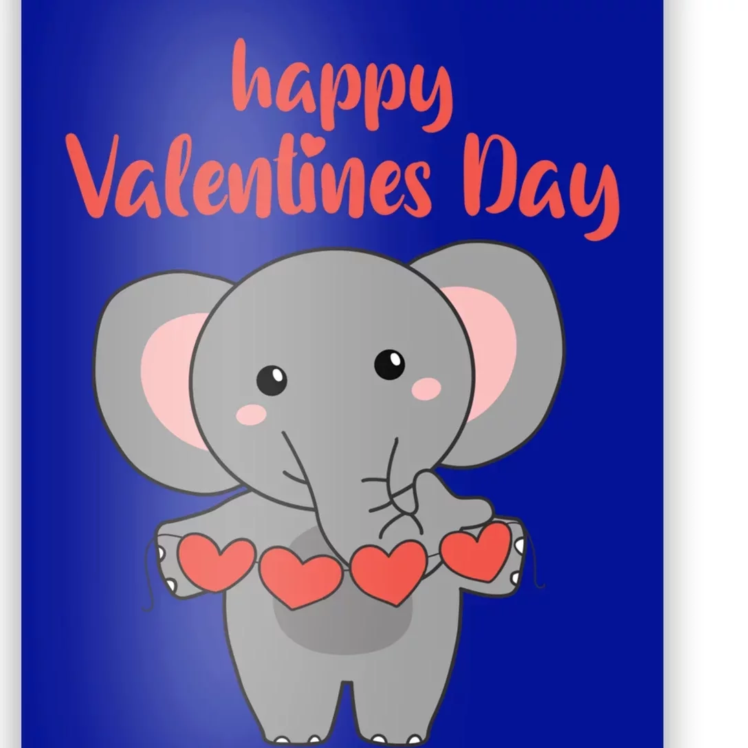 Elephant Happy Valentine's Day Cute Animals With Hearts Gift Poster