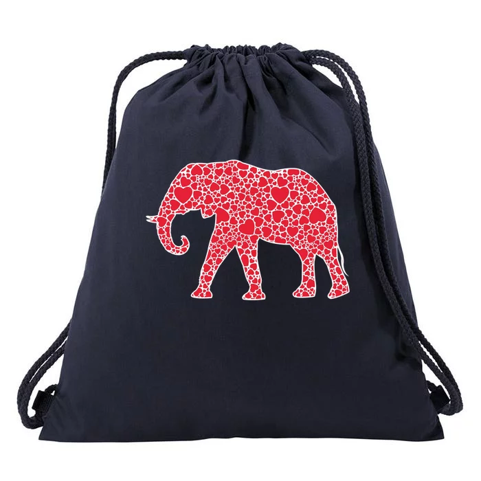 Elephant Hearts Valentine's Day Mammoth Zoo Lover Gift Drawstring Bag